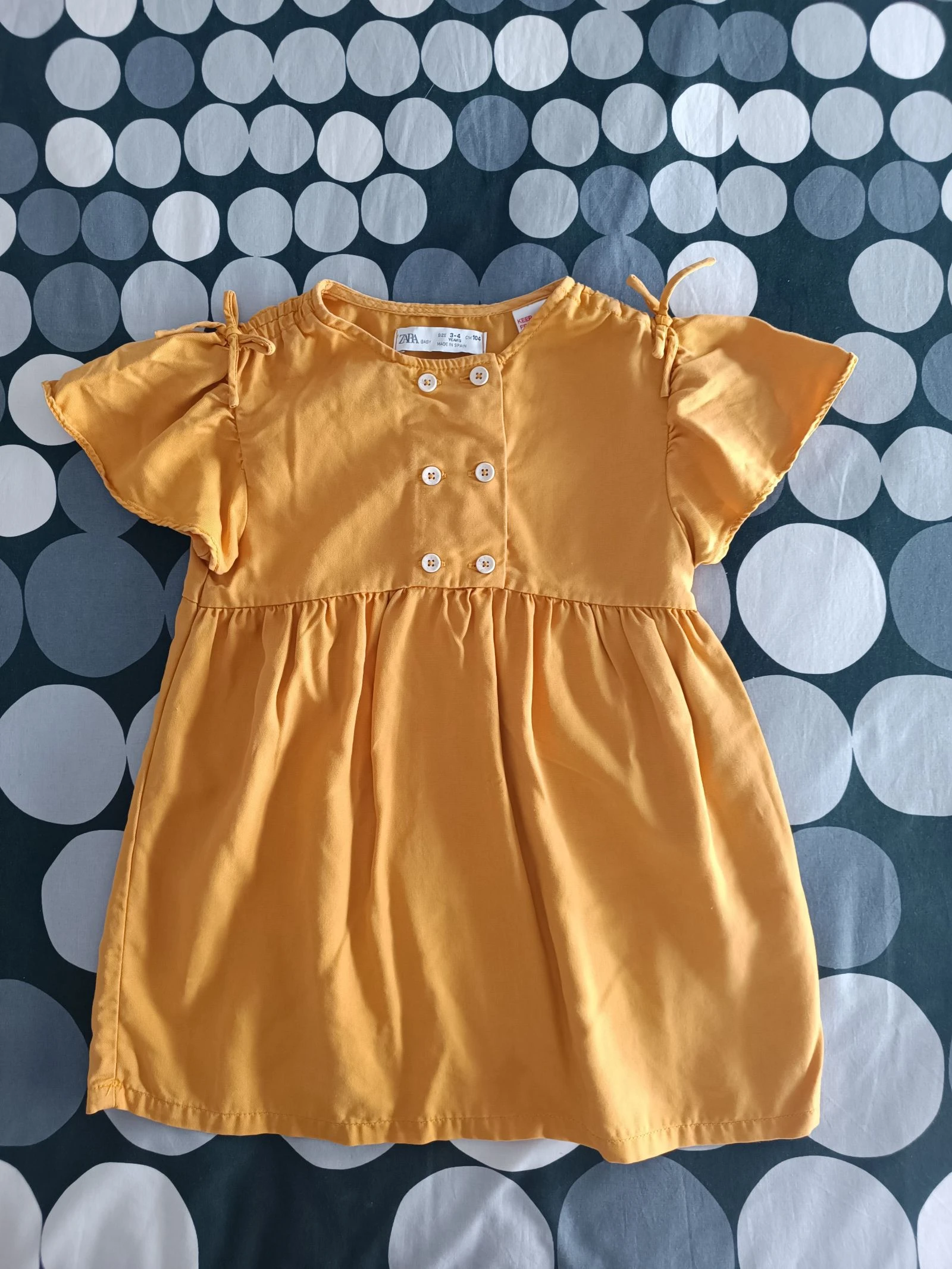 Vestido | Robe Zara 3‑4 anos - Mostarda & Botões Charmosos